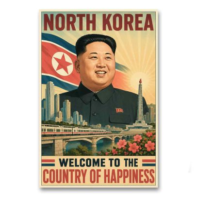 Juliste Propagandaa Pohjois-Koreasta Country of Happiness