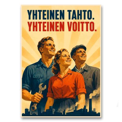 Juliste Yhteinen tahto. Yhteinen voitto
