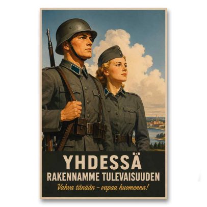 Juliste Yhdessä rakennamme tulevaisuuden
