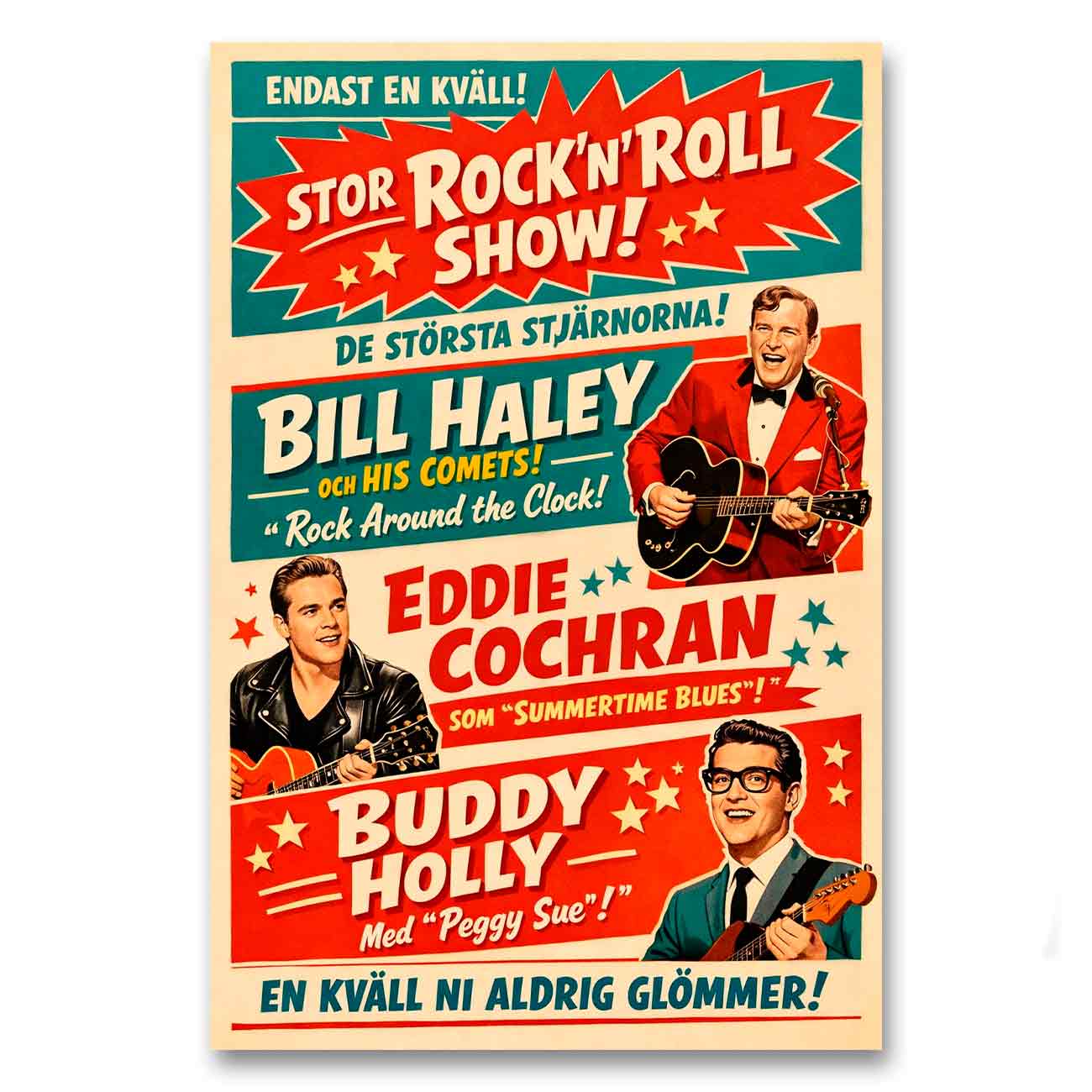 Juliste vintage rock n roll show 50s swe 2 LÖ 50×75 70×105-1a