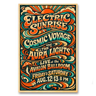 Juliste Electric Sunrise - Cosmic Voyage