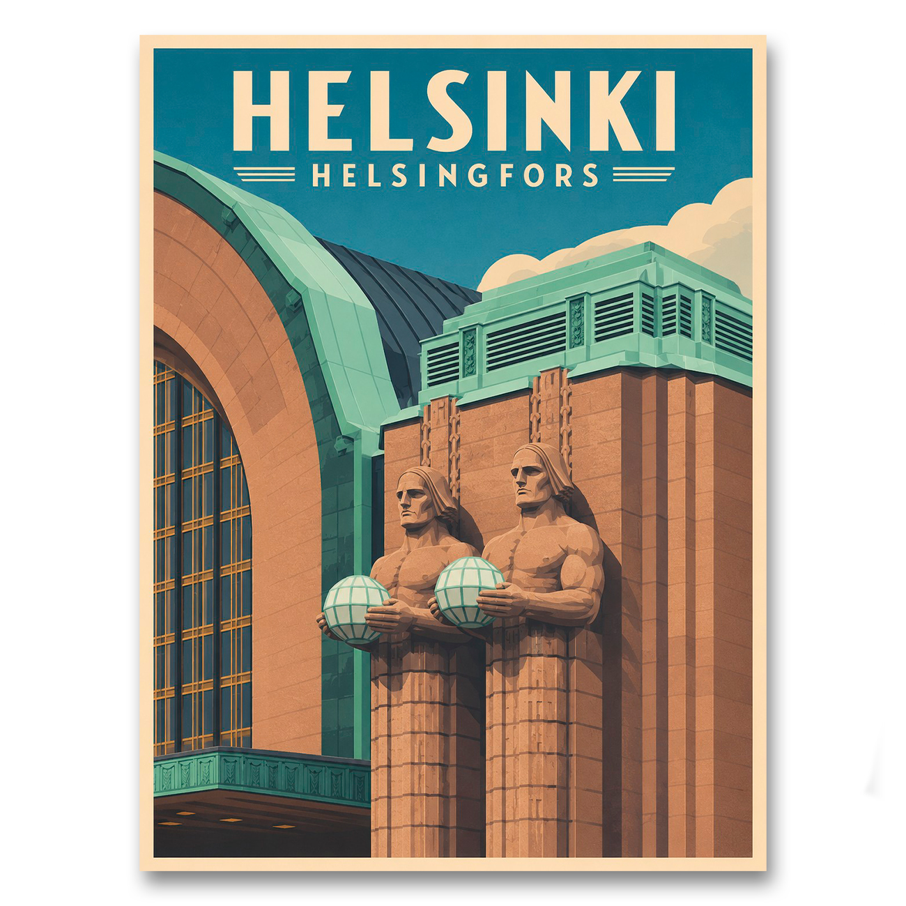 Helsingin aseman art deco -juliste LÖ 50x70a