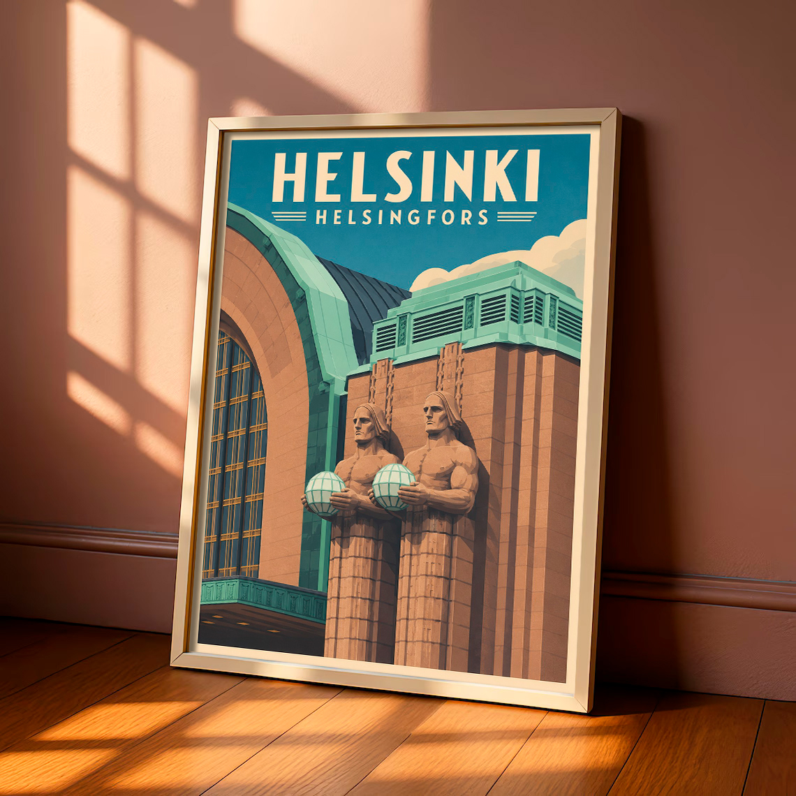 Helsingin aseman art deco -juliste LÖ 50x70aa