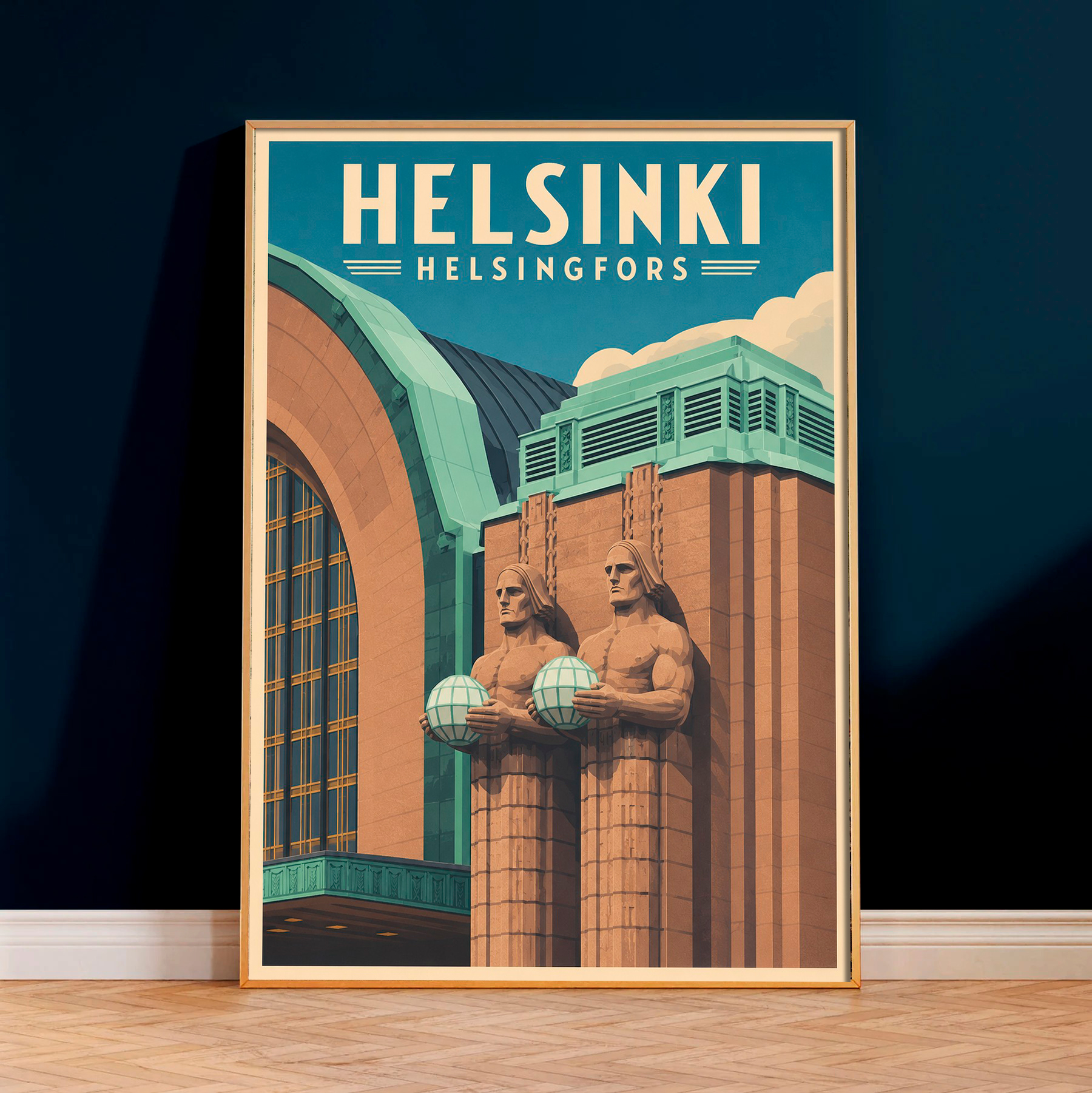 Helsingin aseman art deco -juliste LÖ 50x70aaa