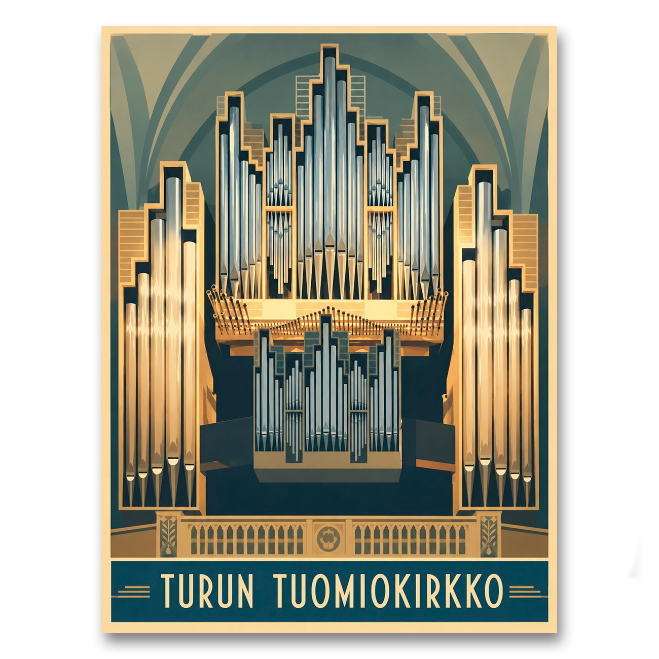 Turun tuomiokirkon urut retrojulisteessa LÖ 50x70a